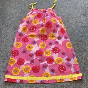 ❌SOLD‼️❌ Girls Hannah Anderson Pillowcase Floral Dress Yellow Grosgrain Ribbon